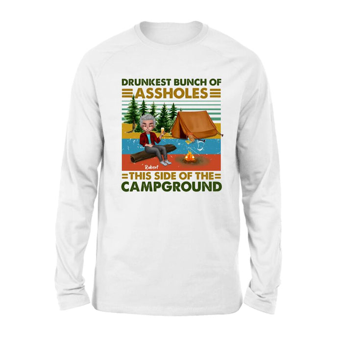 Personalized Camping Shirt/Pullover Hoodie - Gift Idea For Friends/Camping Lover - Up to 5 People - Drunkest Bunch Of Assholes This Side Of The Campground