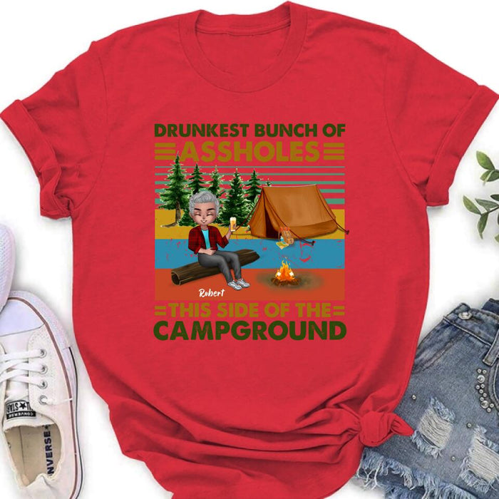 Personalized Camping Shirt/Pullover Hoodie - Gift Idea For Friends/Camping Lover - Up to 5 People - Drunkest Bunch Of Assholes This Side Of The Campground