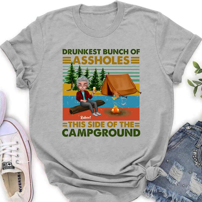 Personalized Camping Shirt/Pullover Hoodie - Gift Idea For Friends/Camping Lover - Up to 5 People - Drunkest Bunch Of Assholes This Side Of The Campground