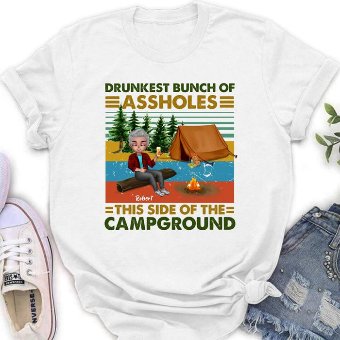 Personalized Camping Shirt/Pullover Hoodie - Gift Idea For Friends/Camping Lover - Up to 5 People - Drunkest Bunch Of Assholes This Side Of The Campground