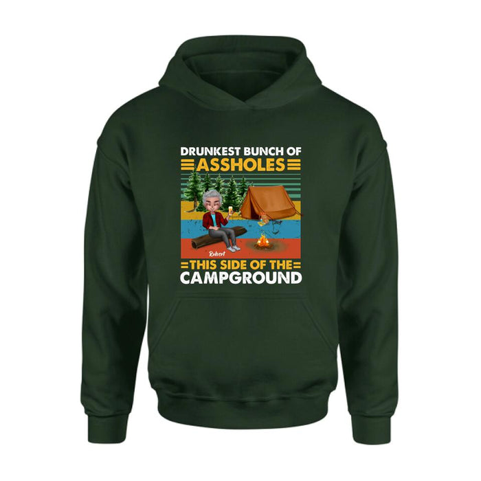 Personalized Camping Shirt/Pullover Hoodie - Gift Idea For Friends/Camping Lover - Up to 5 People - Drunkest Bunch Of Assholes This Side Of The Campground