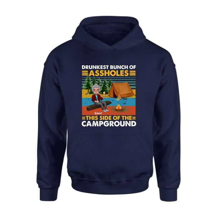 Personalized Camping Shirt/Pullover Hoodie - Gift Idea For Friends/Camping Lover - Up to 5 People - Drunkest Bunch Of Assholes This Side Of The Campground