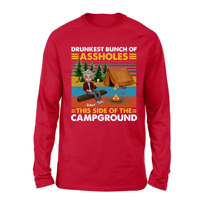 Personalized Camping Shirt/Pullover Hoodie - Gift Idea For Friends/Camping Lover - Up to 5 People - Drunkest Bunch Of Assholes This Side Of The Campground