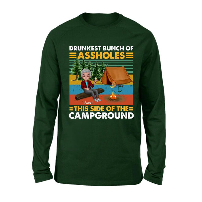 Personalized Camping Shirt/Pullover Hoodie - Gift Idea For Friends/Camping Lover - Up to 5 People - Drunkest Bunch Of Assholes This Side Of The Campground