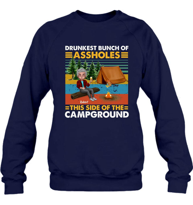 Personalized Camping Shirt/Pullover Hoodie - Gift Idea For Friends/Camping Lover - Up to 5 People - Drunkest Bunch Of Assholes This Side Of The Campground