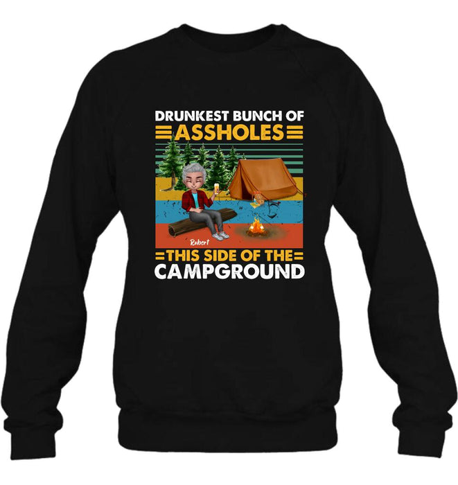 Personalized Camping Shirt/Pullover Hoodie - Gift Idea For Friends/Camping Lover - Up to 5 People - Drunkest Bunch Of Assholes This Side Of The Campground