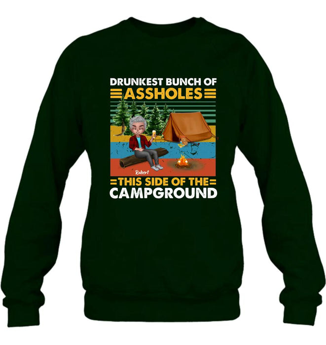 Personalized Camping Shirt/Pullover Hoodie - Gift Idea For Friends/Camping Lover - Up to 5 People - Drunkest Bunch Of Assholes This Side Of The Campground