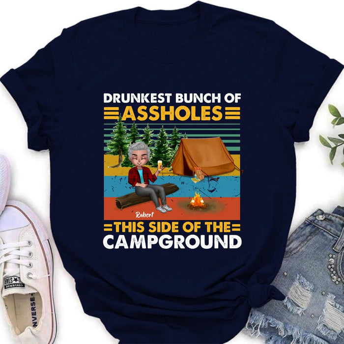 Personalized Camping Shirt/Pullover Hoodie - Gift Idea For Friends/Camping Lover - Up to 5 People - Drunkest Bunch Of Assholes This Side Of The Campground