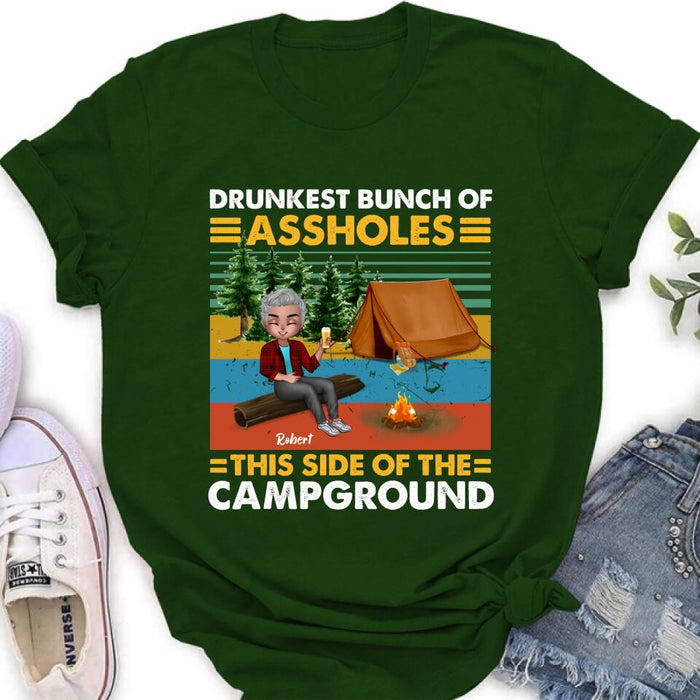 Personalized Camping Shirt/Pullover Hoodie - Gift Idea For Friends/Camping Lover - Up to 5 People - Drunkest Bunch Of Assholes This Side Of The Campground