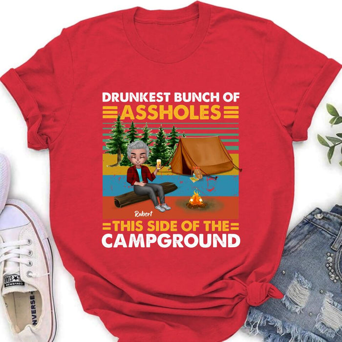 Personalized Camping Shirt/Pullover Hoodie - Gift Idea For Friends/Camping Lover - Up to 5 People - Drunkest Bunch Of Assholes This Side Of The Campground
