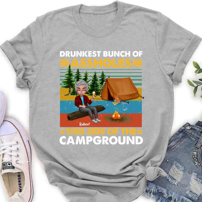 Personalized Camping Shirt/Pullover Hoodie - Gift Idea For Friends/Camping Lover - Up to 5 People - Drunkest Bunch Of Assholes This Side Of The Campground