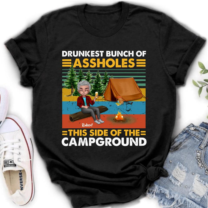 Personalized Camping Shirt/Pullover Hoodie - Gift Idea For Friends/Camping Lover - Up to 5 People - Drunkest Bunch Of Assholes This Side Of The Campground