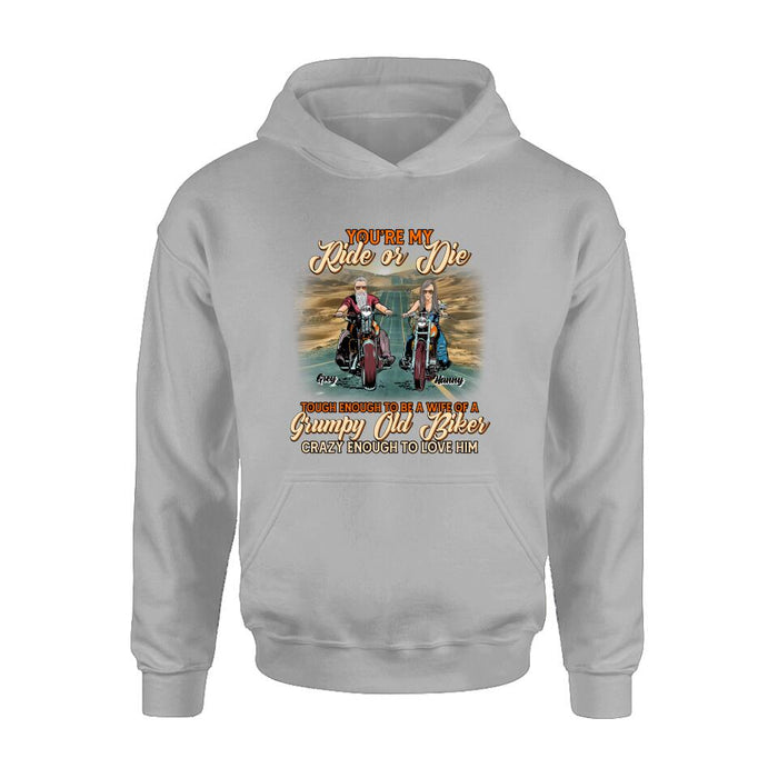 Personalized Couple Biker Shirt/Pullover Hoodie - Gift Idea For Couple/Biker - You're My Ride Or Die