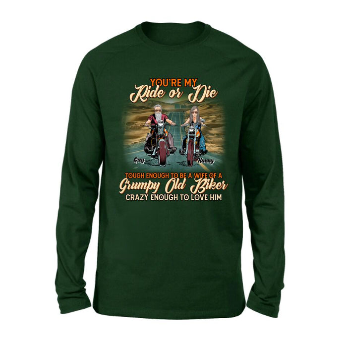 Personalized Couple Biker Shirt/Pullover Hoodie - Gift Idea For Couple/Biker - You're My Ride Or Die