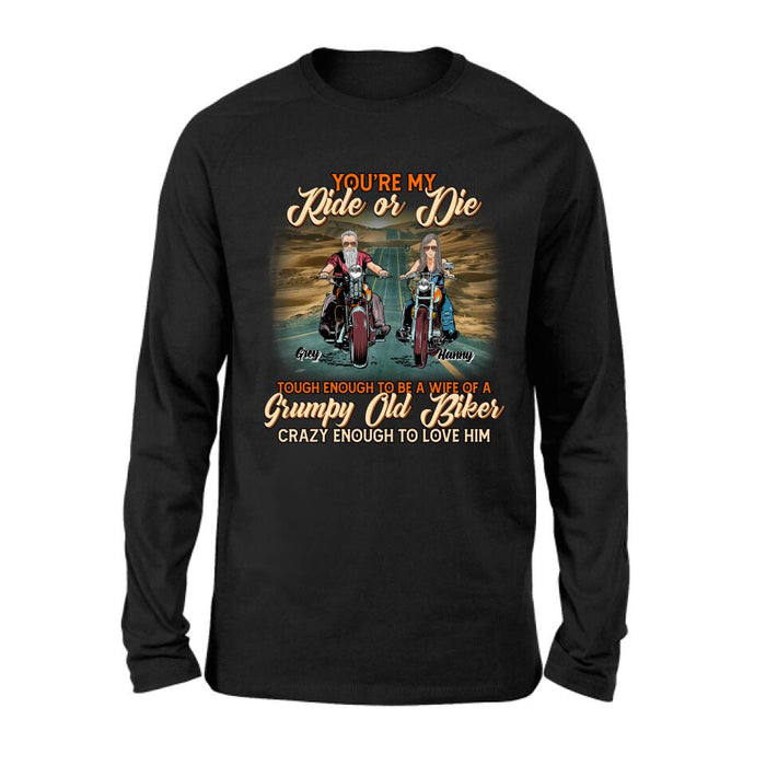 Personalized Couple Biker Shirt/Pullover Hoodie - Gift Idea For Couple/Biker - You're My Ride Or Die