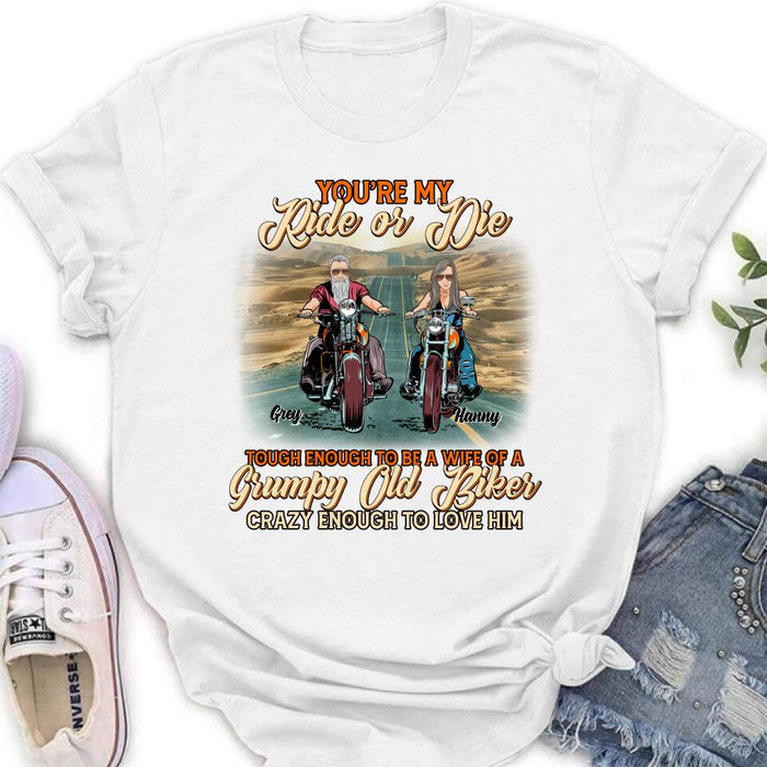 Personalized Couple Biker Shirt/Pullover Hoodie - Gift Idea For Couple/Biker - You're My Ride Or Die