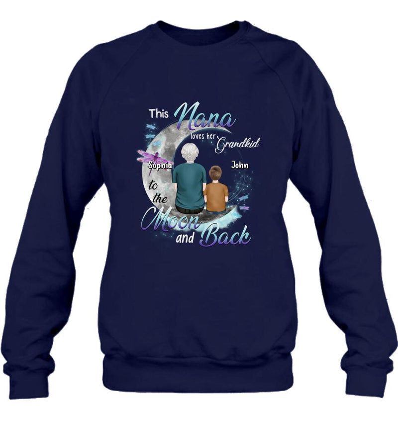 Personalized Grandma Shirt - Up to 4 Kids - Mother's Day Gift For Grandma - This Nana Loves Her Grandkid To The Moon And Back