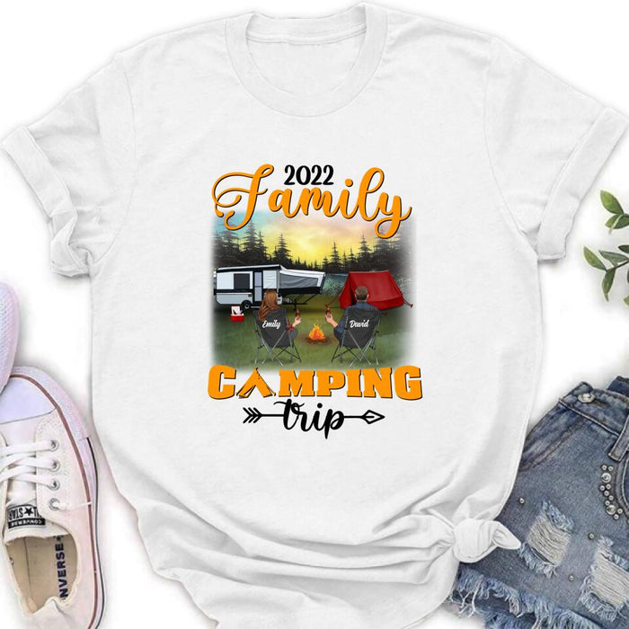 Personalized Family Camping Trip Shirt/Pullover Hoodie - Couple/Single Parent/Parents With Up to 3 Kids And 3 Pets - Gift Idea For Whole Family/Camping Lover