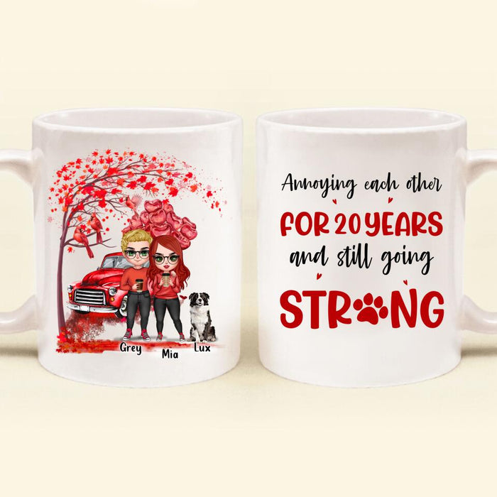 Personalized Valentine Couple & Dog Coffee Mug - Valentine's Day Gift Idea For Couple - Annoying Each Other For 20 Years And Still Going Strong