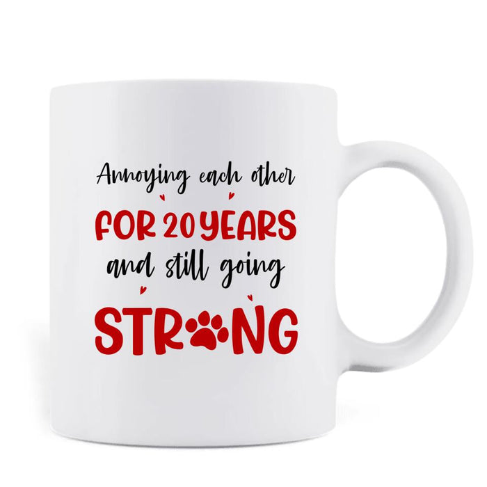 Personalized Valentine Couple & Dog Coffee Mug - Valentine's Day Gift Idea For Couple - Annoying Each Other For 20 Years And Still Going Strong