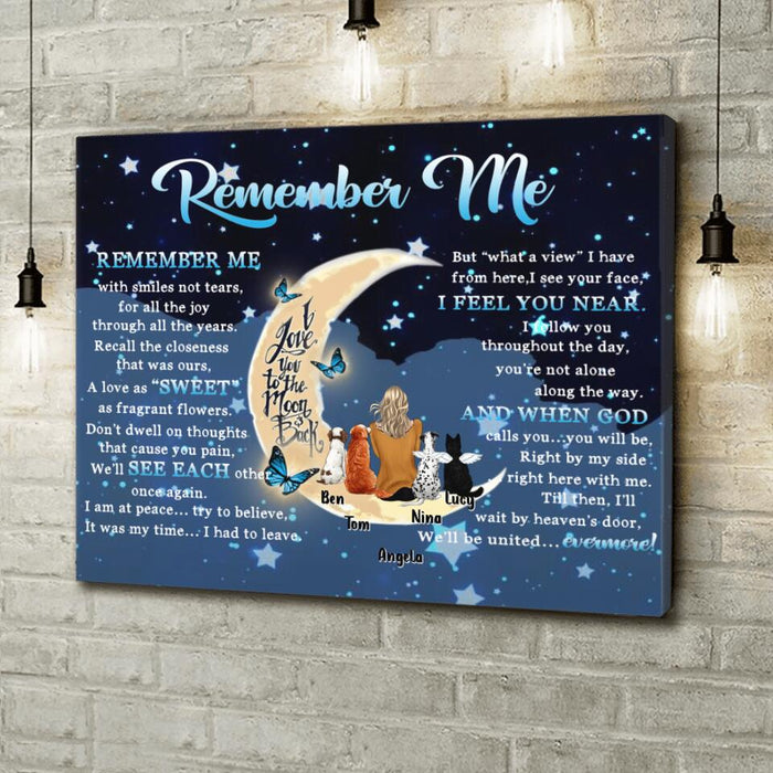 Personalized Memorial Canvas - Up to 4 Pets - Best Gift For Dog/Cat Lovers - Remember Me