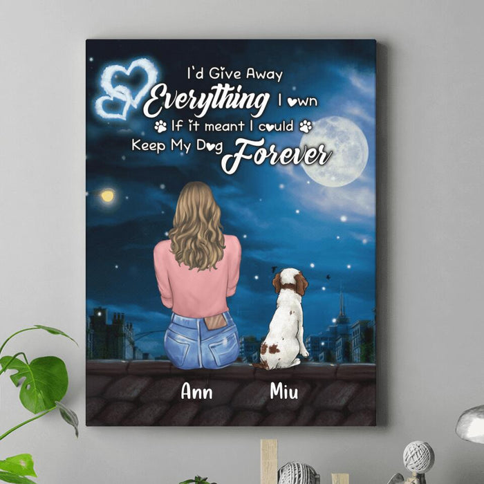 Personalized Dog Mom Vertical Canvas - Gift Idea For Dog Lovers With Up To 4 Dogs - Bliss Is A Result Of A Silent Conversation Between Me And My Dogs