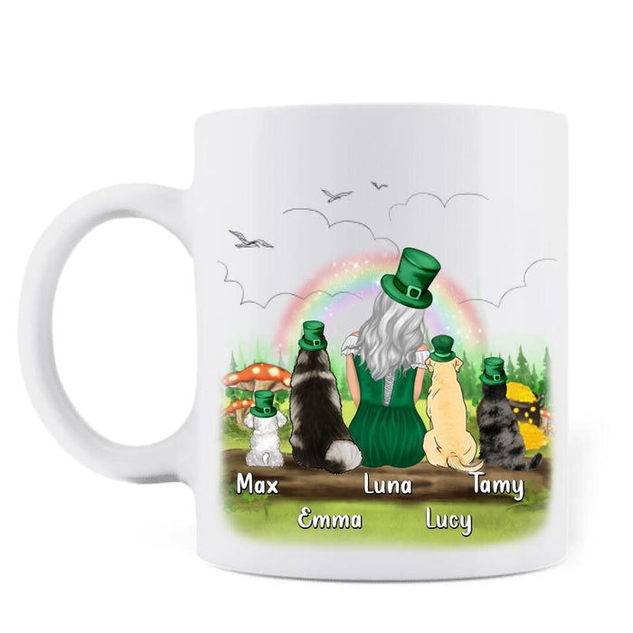 Personalized Dog Mom Mug - Up to 4 Dogs - St. Patrick's Day Gift Idea For Dog Lover - One Lucky Dog Mom