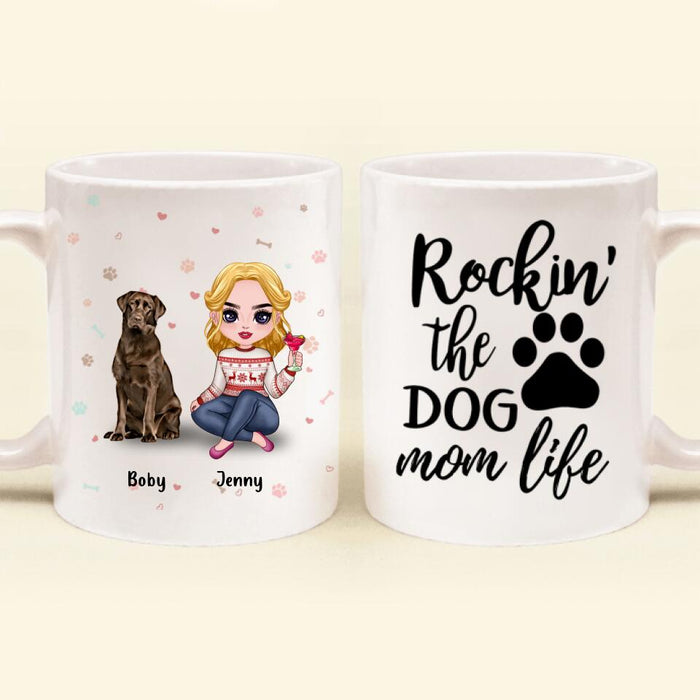 Personalized Dog Mom Front Coffee Mug - Up to 5 Dogs - Gift Idea For Dog Lover - Rockin' The Dog Mom Life