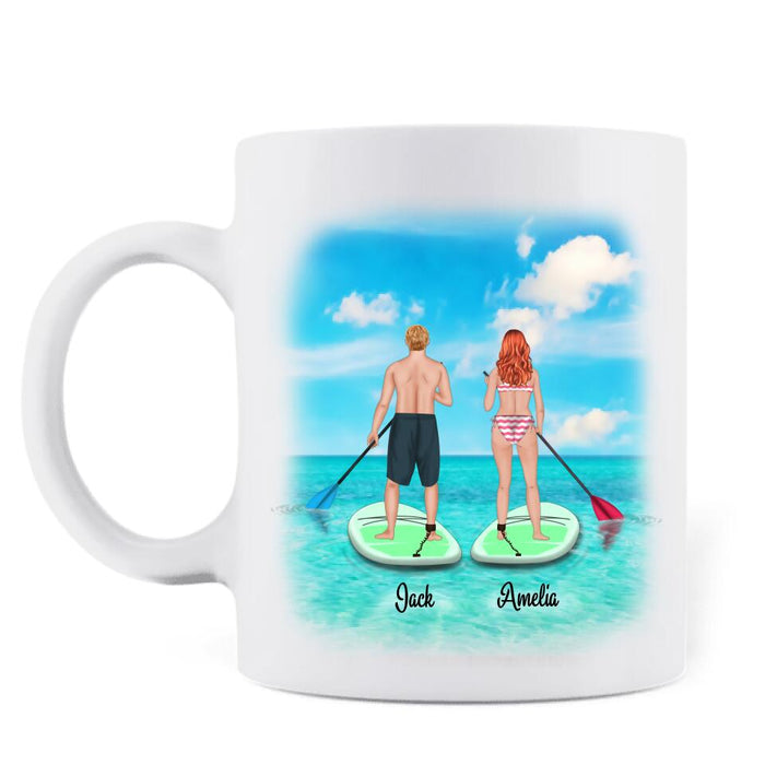 Personalized Stand Up Paddle Boarding Mug - Couple Up to 2 Pets - Gift For The Couple - SUP Life Paddle All Day Grab A Paddle - BWALPG