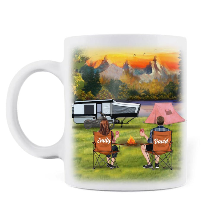 Personalized New Camping Coffee Mug - Couple/Parents With Up to 2 Kids And 3 Pets - Gift For Camping Lover - Life Is Better Around The Campfire