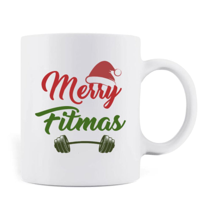 Personalized Workout Mug - Up to 2 Pets - Best Gift For Friend/Pet Lover - Merry Fitmas