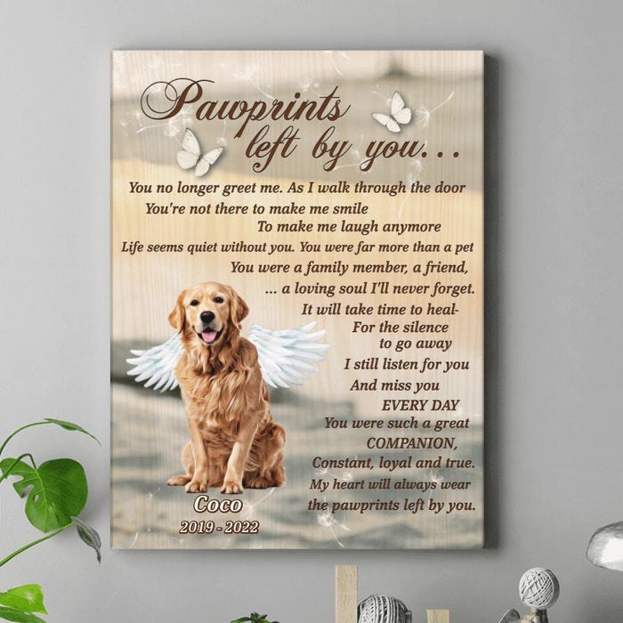 Personalized Memorial Dog Canvas - Memorial Gift For Dog Owner - Pawprints Left By You