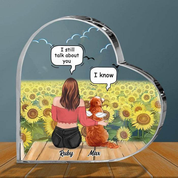 Personalized Memorial Pet Mom Crystal Heart - Up to 4 Pets - Gift Idea For Dog/Cat Lover - I Still Talk About You