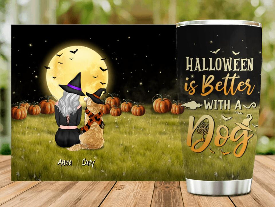 Personalized Halloween Tumbler - Gift Idea For Dog Owner with up to 4 Dogs - Halloween Is Better With Dogs
