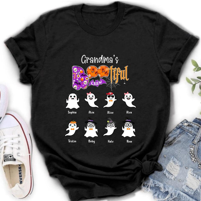 Personalized Grandma T-shirt - Gift For Grandmother With Up to 8 Kids - Grandma's Bootiful Crew