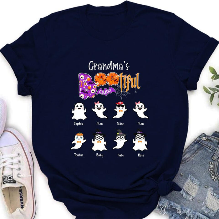 Personalized Grandma T-shirt - Gift For Grandmother With Up to 8 Kids - Grandma's Bootiful Crew
