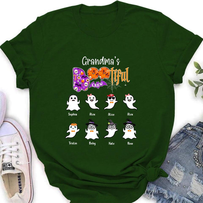 Personalized Grandma T-shirt - Gift For Grandmother With Up to 8 Kids - Grandma's Bootiful Crew