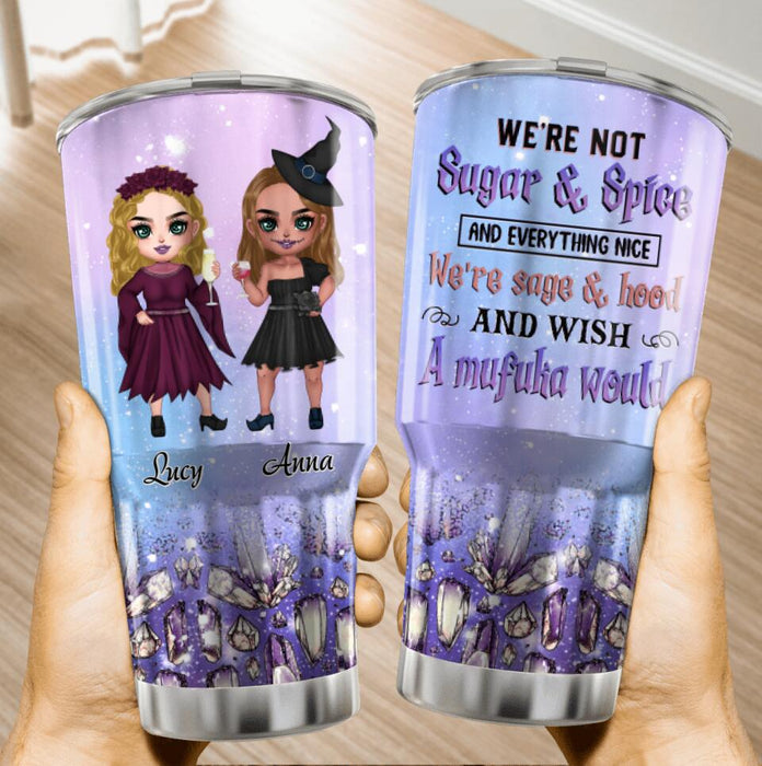Personalized Besties Witches Irregular Tumbler - Halloween Gift For Friends - We're Not Sugar & Spice