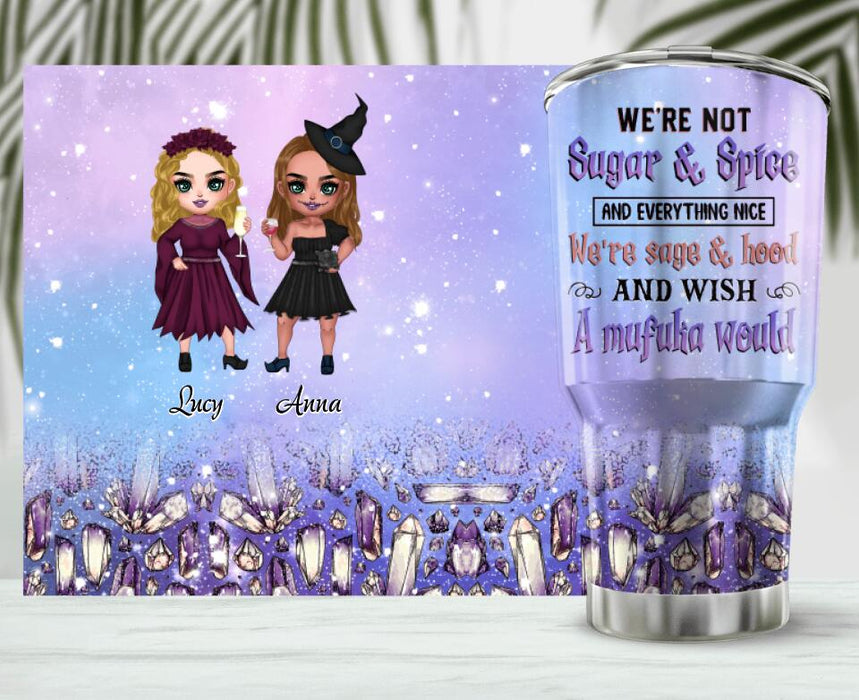 Personalized Besties Witches Irregular Tumbler - Halloween Gift For Friends - We're Not Sugar & Spice