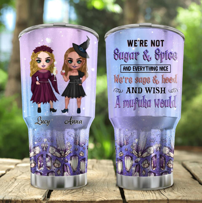 Personalized Besties Witches Irregular Tumbler - Halloween Gift For Friends - We're Not Sugar & Spice