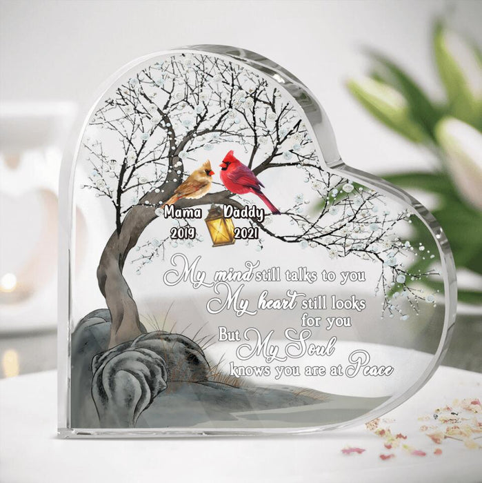 Personalized Memorial Cardinal Acrylic Plaque - Memorial Gift Idea For Couple - My Mind Still Talks To You
