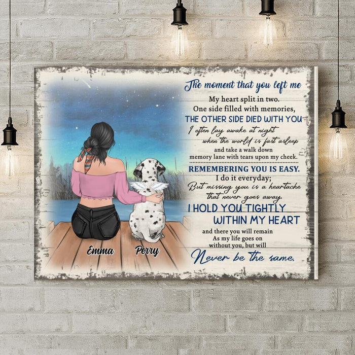 Personalized Memorial Pet Canvas - Adult/Couple With Up to 4 Pets - Gift Idea For Dog/Cat Lover - The Moment That You Left Me