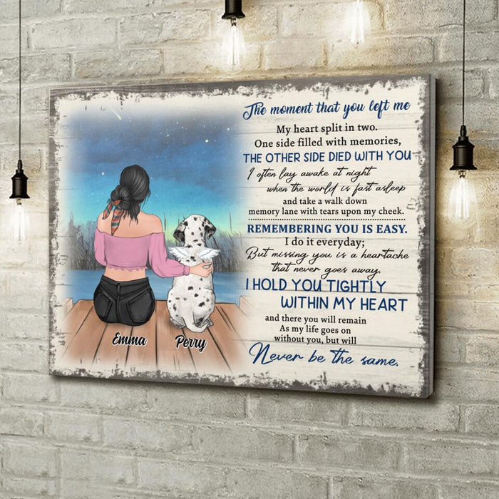 Personalized Memorial Pet Canvas - Adult/Couple With Up to 4 Pets - Gift Idea For Dog/Cat Lover - The Moment That You Left Me
