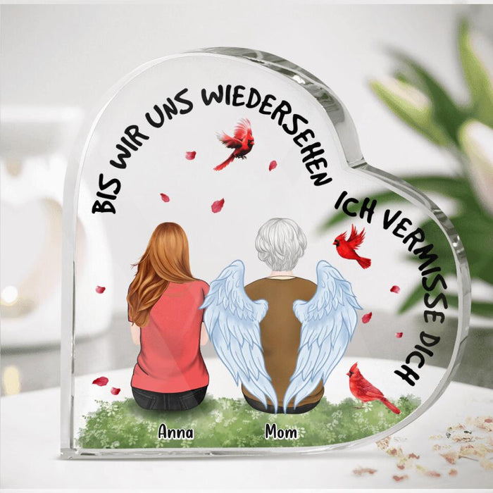 Personalized Memorial Family Acrylic Plaque -  Memorial Gift Idea For Family Member - Up to 4 People - Bis Wir Uns Wiedersehen Ich Vermisse Dich