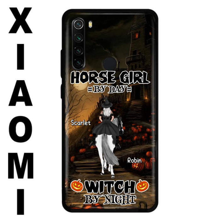 Personalized Witch Riding Horse Phone Case - Halloween Gift For Horse Lovers/Friends/Besties - Up to 4 Girls - Horse Girl By Day Witch By Night - Case For Xiaomi, Oppo And Huawei