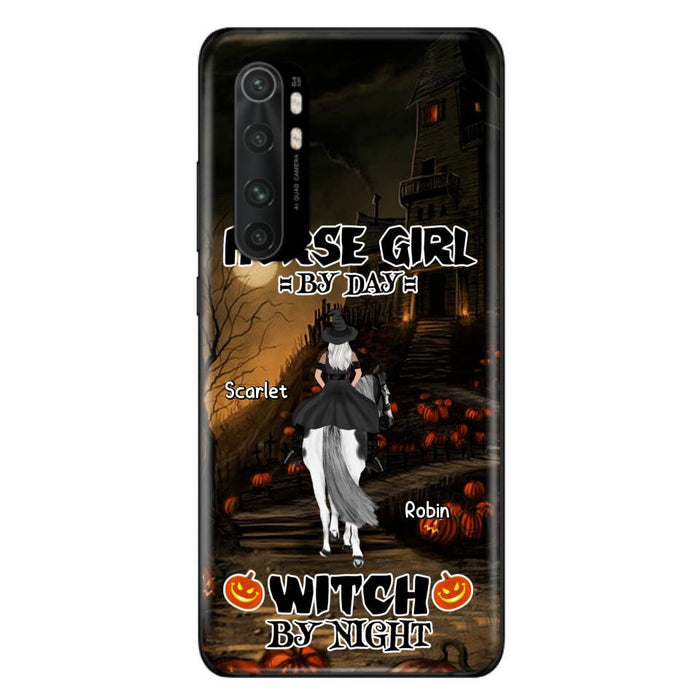 Personalized Witch Riding Horse Phone Case - Halloween Gift For Horse Lovers/Friends/Besties - Up to 4 Girls - Horse Girl By Day Witch By Night - Case For Xiaomi, Oppo And Huawei