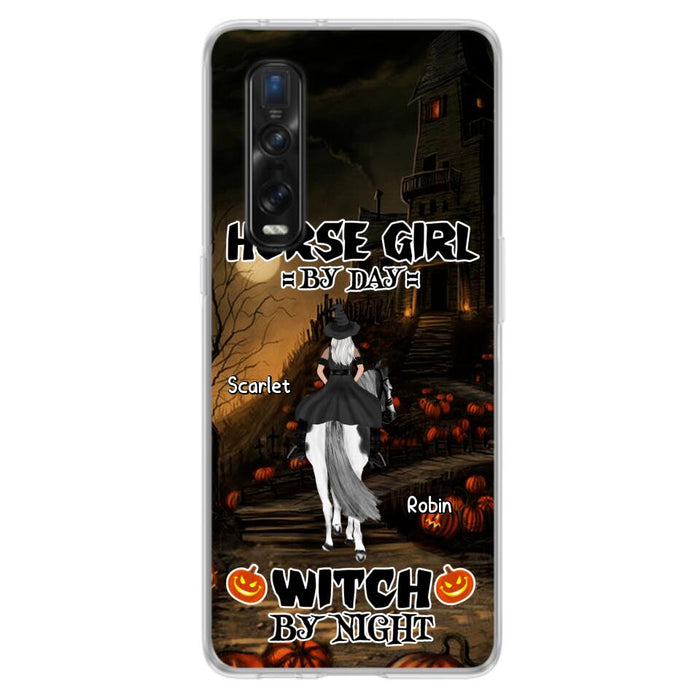 Personalized Witch Riding Horse Phone Case - Halloween Gift For Horse Lovers/Friends/Besties - Up to 4 Girls - Horse Girl By Day Witch By Night - Case For Xiaomi, Oppo And Huawei