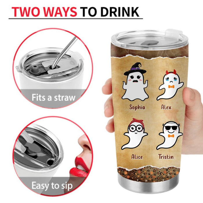 Personalized Ghost Tumbler - Gift Idea For Halloween with up to 7 Ghosts - Halloween Is The Only Time For Ghosting