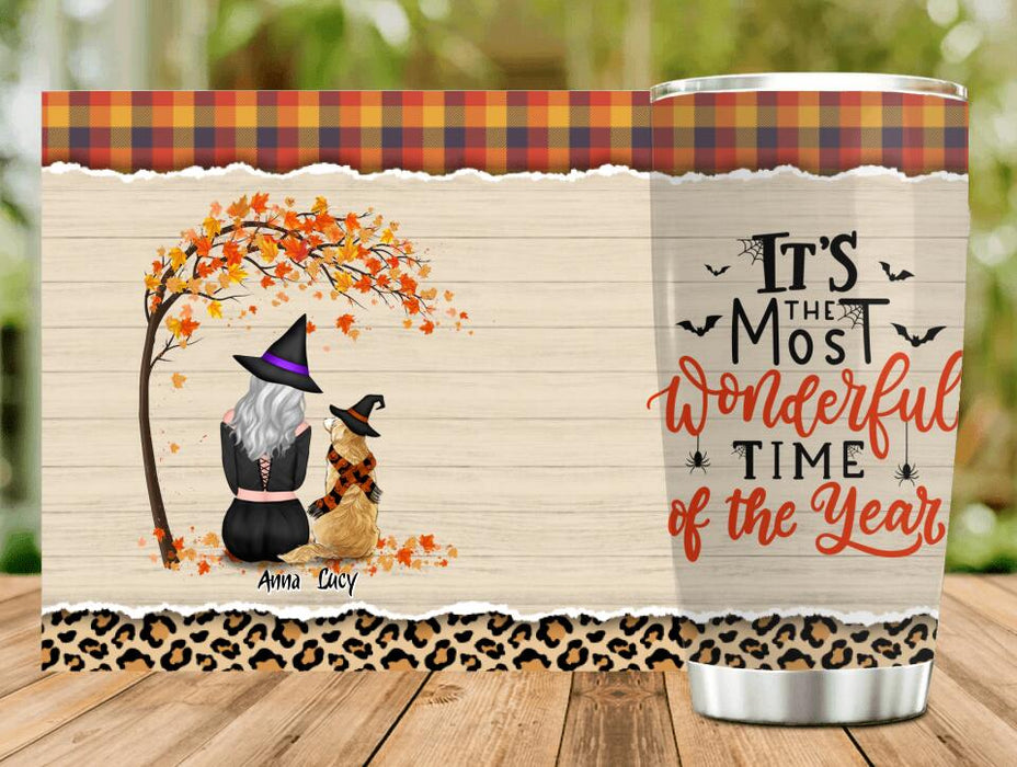 Personalized Dog Mom Tumbler - Gift Idea For Dog Owner With Up To 4 Dogs -  It’s The Most Wonderful Time Of The Year