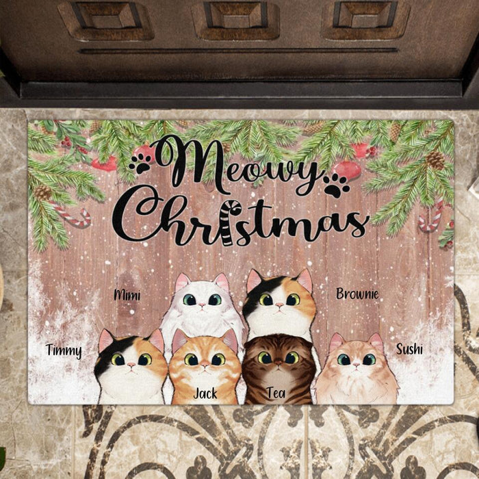 Personalized Christmas Cat Doormats/Welcome Mats - Best Gift Ideas For Christmas and Cat Lovers - Meowy Christmas - TW5J6V